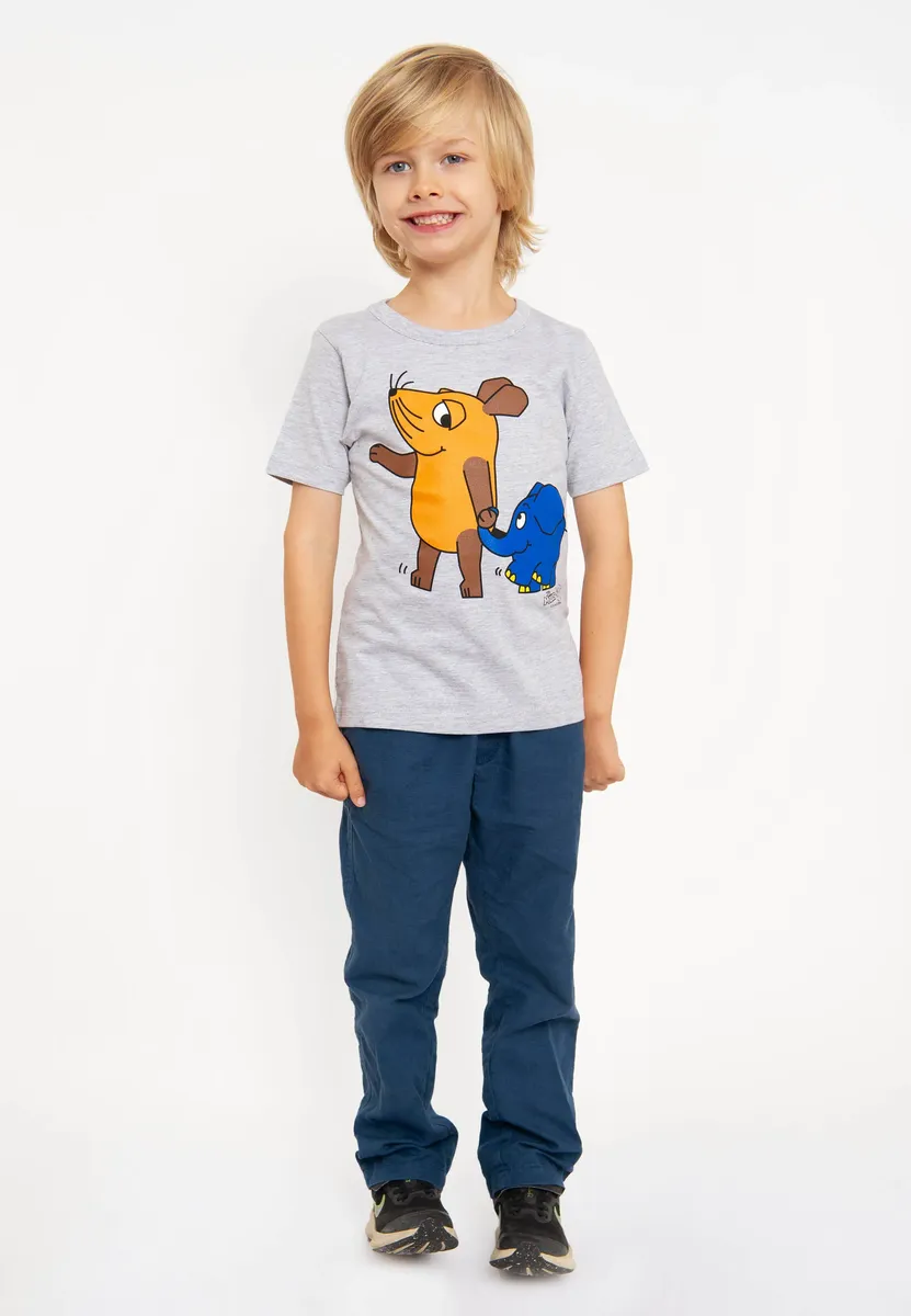 Logoshirt Футболка "Sendung mit der Maus - Mouse & Elephant" с классным принтом, цвет Grau-Meliert — фото 4