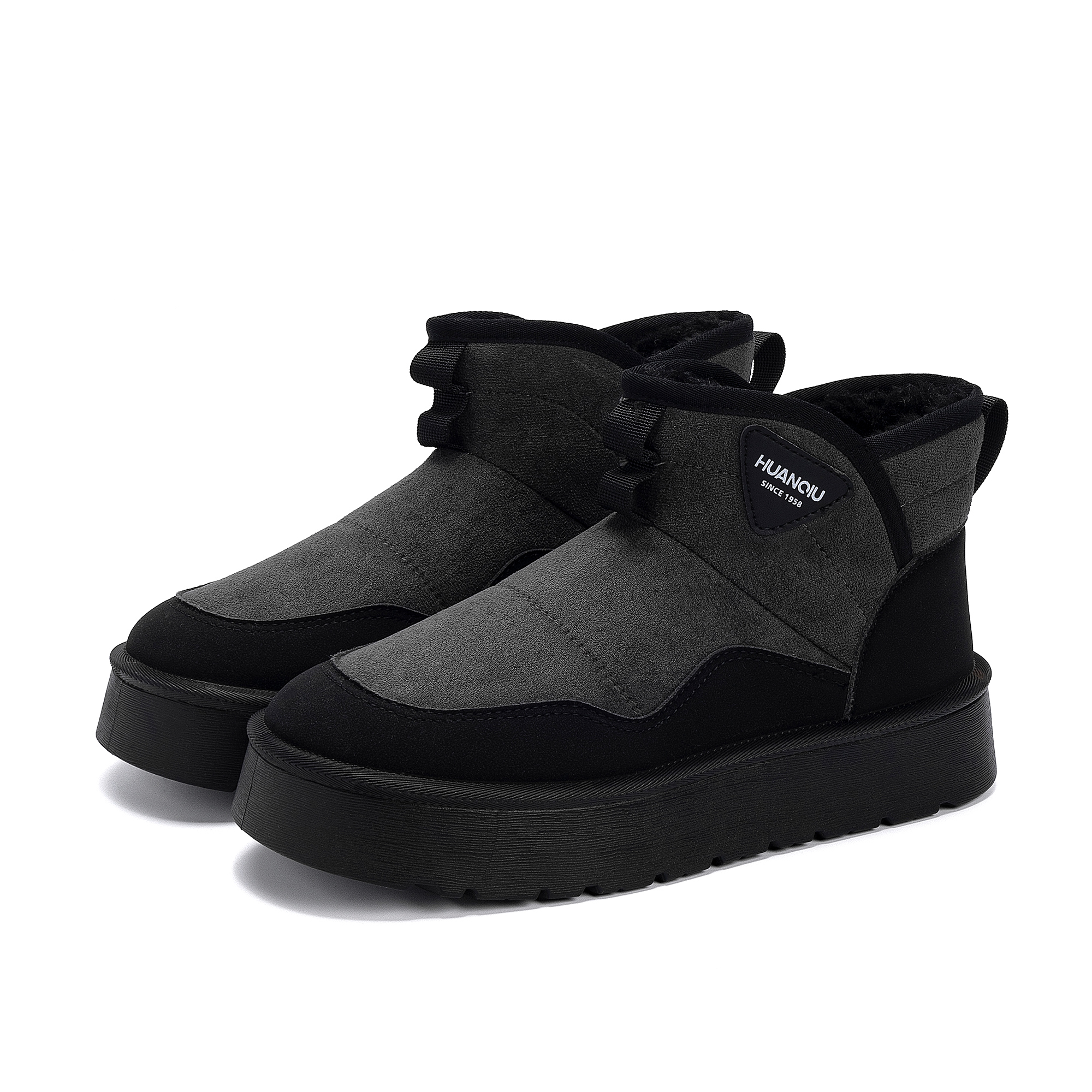 HUANQIU Мужские зимние ботинки Snow Boots из искусственной кожи и текстиля с термопокрытием, увеличивающие рост на 11 см, черные — фото 4
