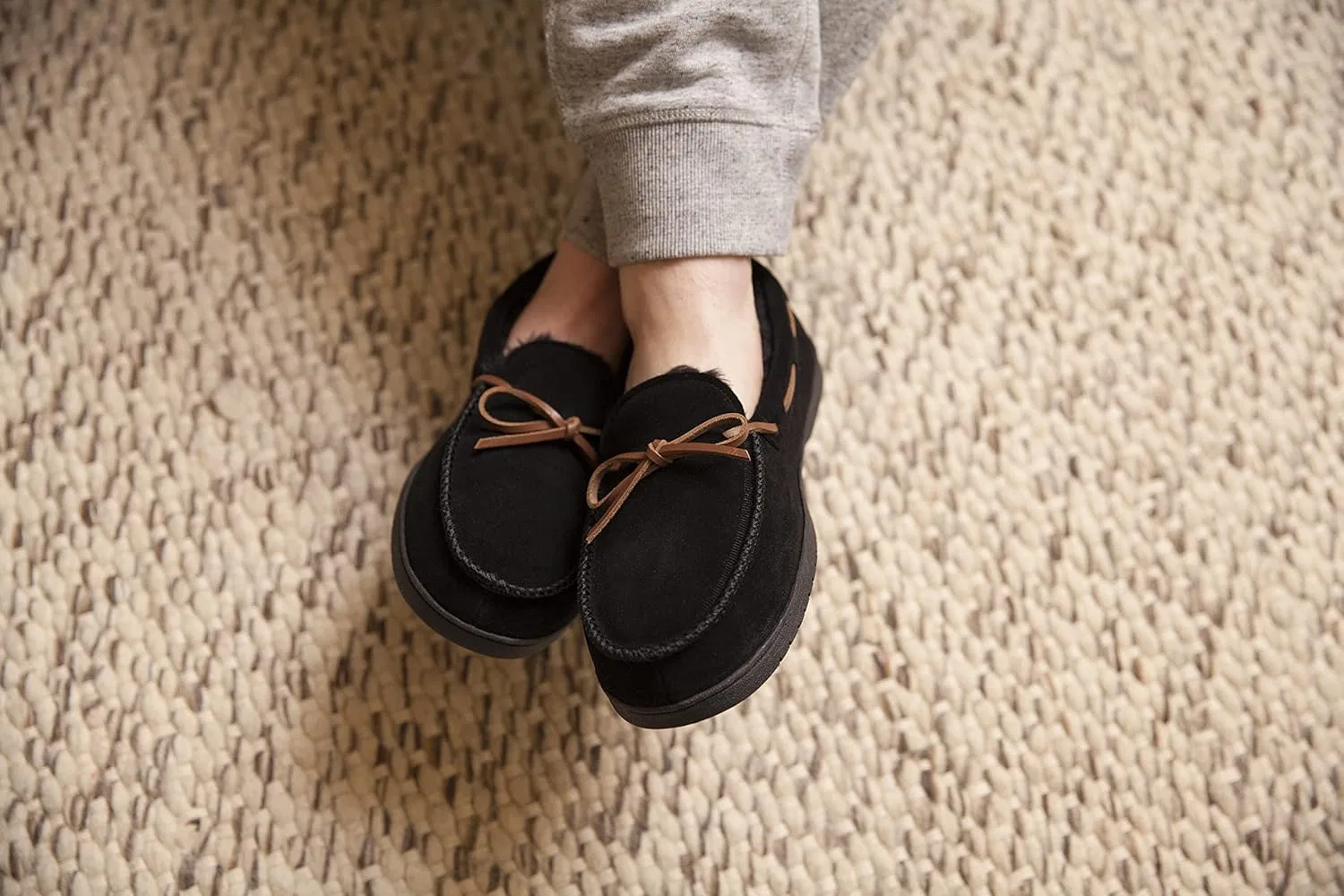 Мокасины из замши с памятью формы на шнурках Dearfoams, каштановый — фото 2