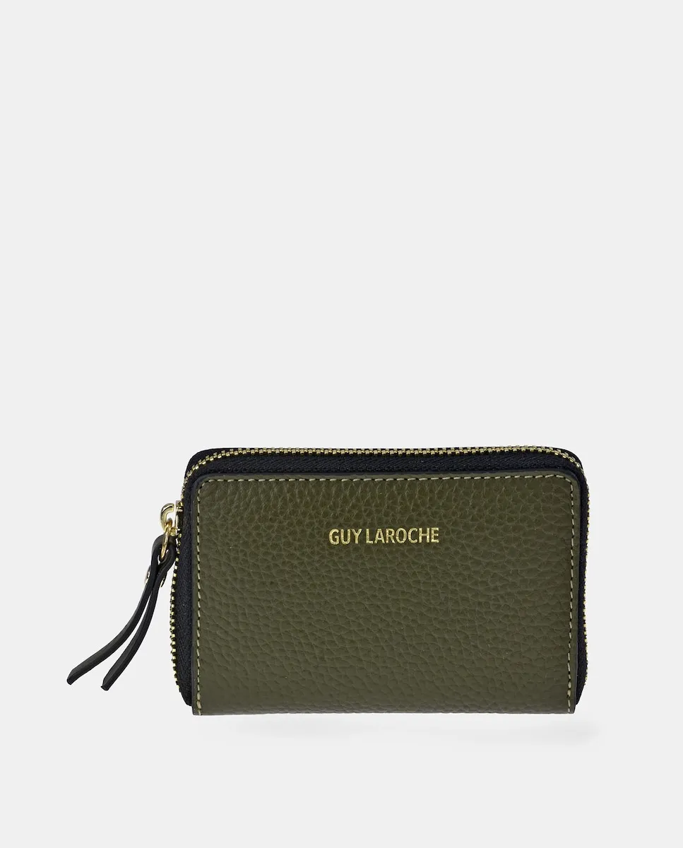 

Небольшой кошелек на молнии из кожи флотер Guy Laroche, темно-зеленый