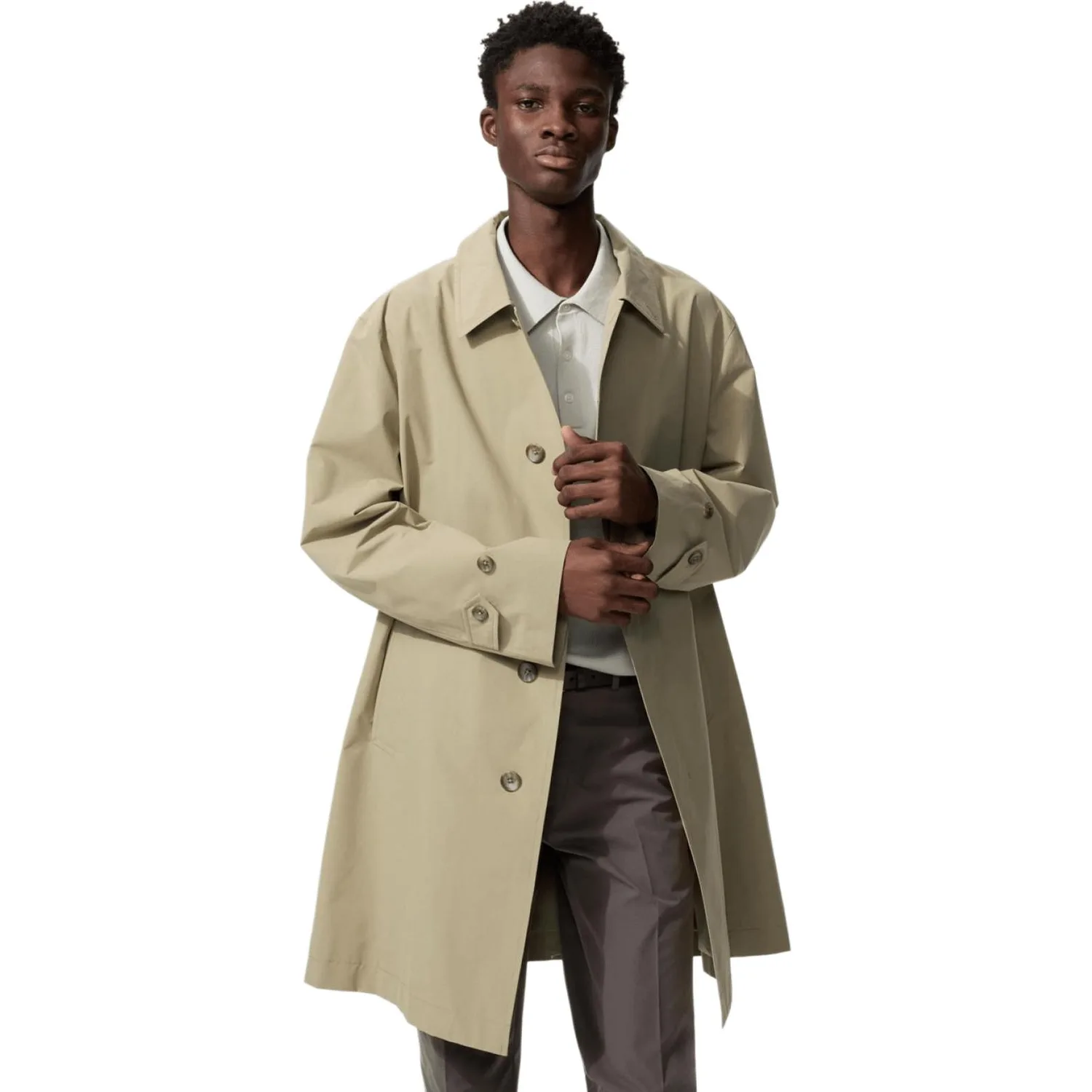 UNIQLO Пальто мужское темно-бежевое с лацканами