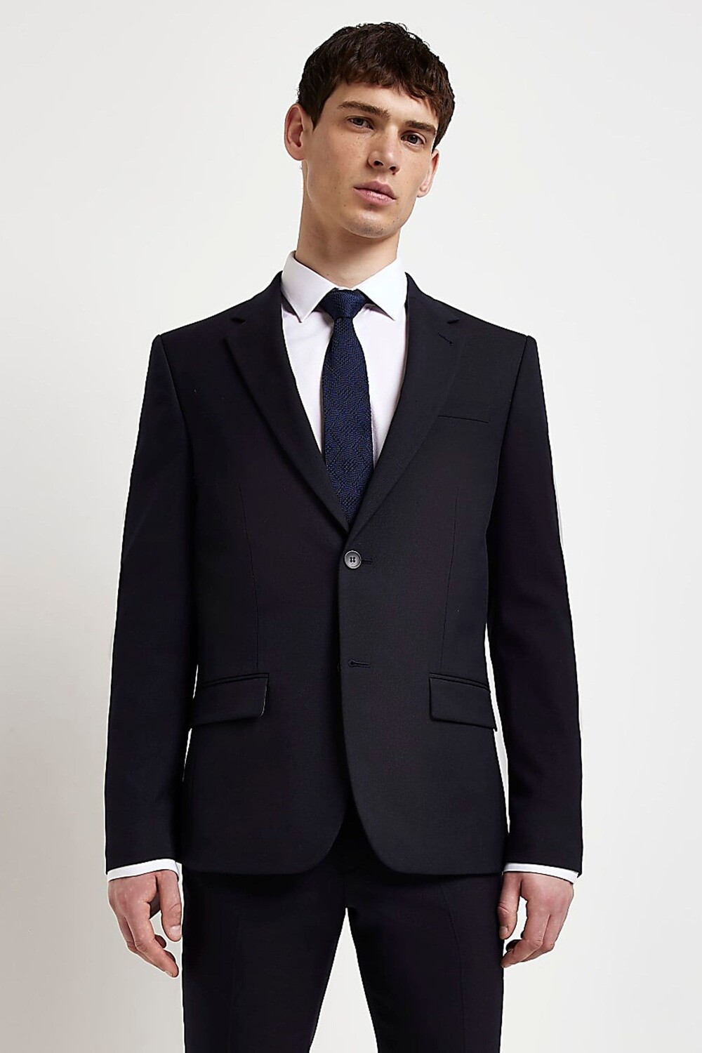 

Узкий пиджак из твила River Island, синий