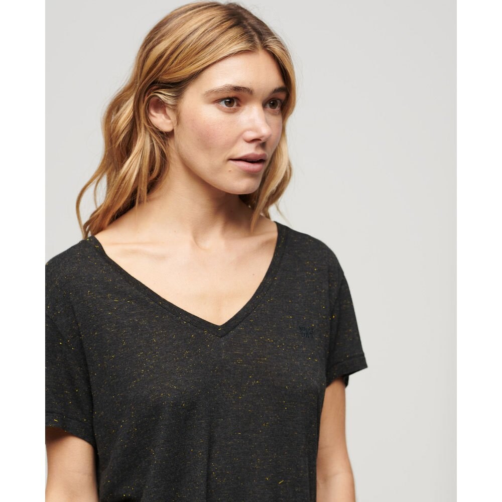 Футболка Superdry Studios Slub Embroidered VEE Short Sleeve Crew Neck, коричневый — фото 4