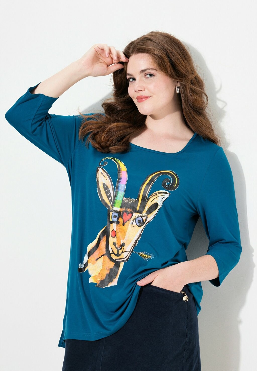 

Топ с длинными рукавами GOAT GRAPHIC TEE Ulla Popken, бирюзовый