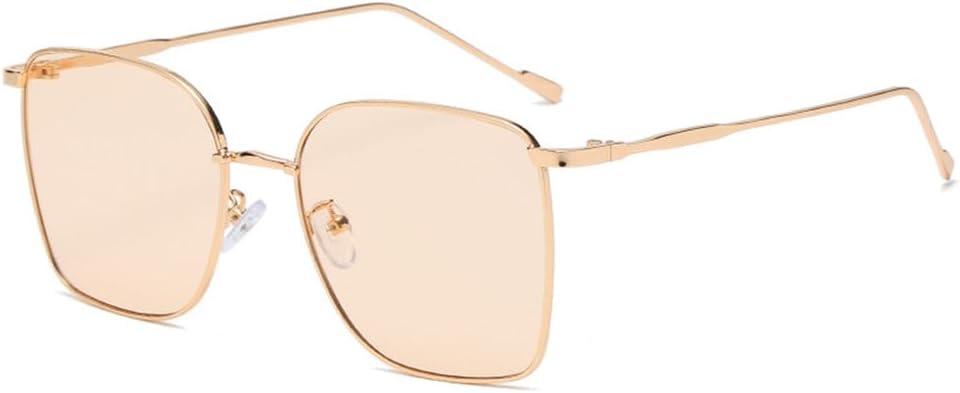 

Модные солнцезащитные очки 2027 года для женщин, винтажные, ретро, ​​квадратные, тонкие, металлические, большие, черные, с защитой от УФ-излучения UV400 MTZJH, Clear Brown