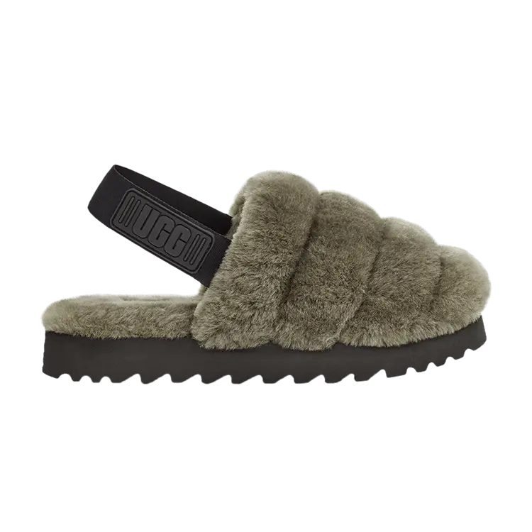 Шлепанцы UGG Wmns Super Fluff Slipper Burnt Olive, зеленый