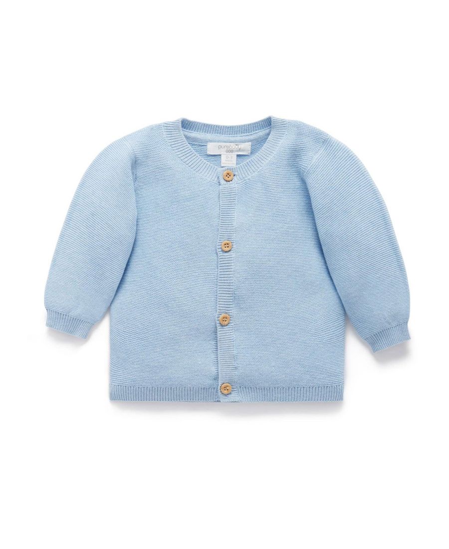 

Детский кардиган из фактурной вязки для мальчиков Purebaby, Blue melange