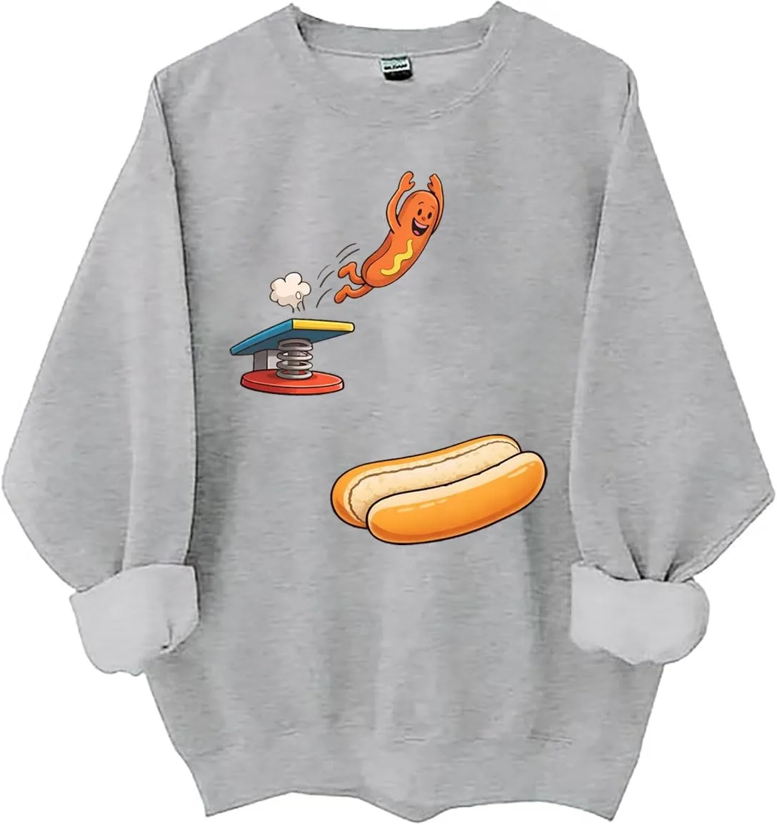 

Толстовка с принтом "Хот-дог ныряет в булочку", юмор для мужчин и женщин Czbic