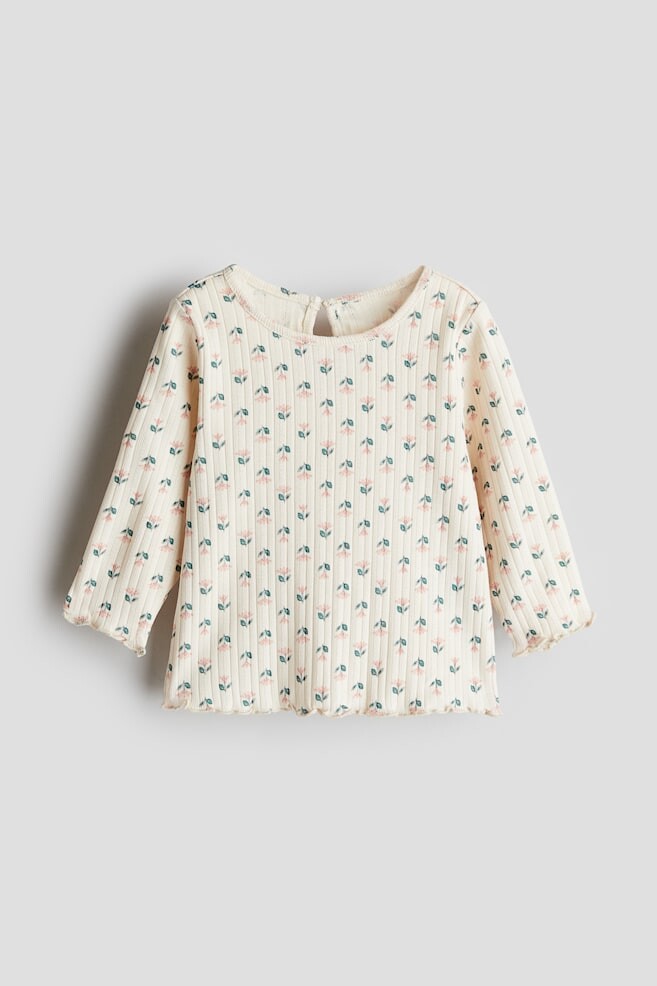 

Рубашка из джерси в рубчик H&M, бежевый