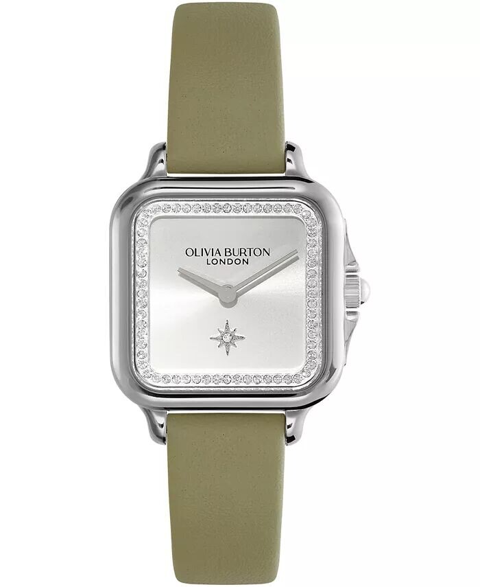 

Женские зеленые кожаные часы Grosvenor 28 мм Olivia Burton, зеленый