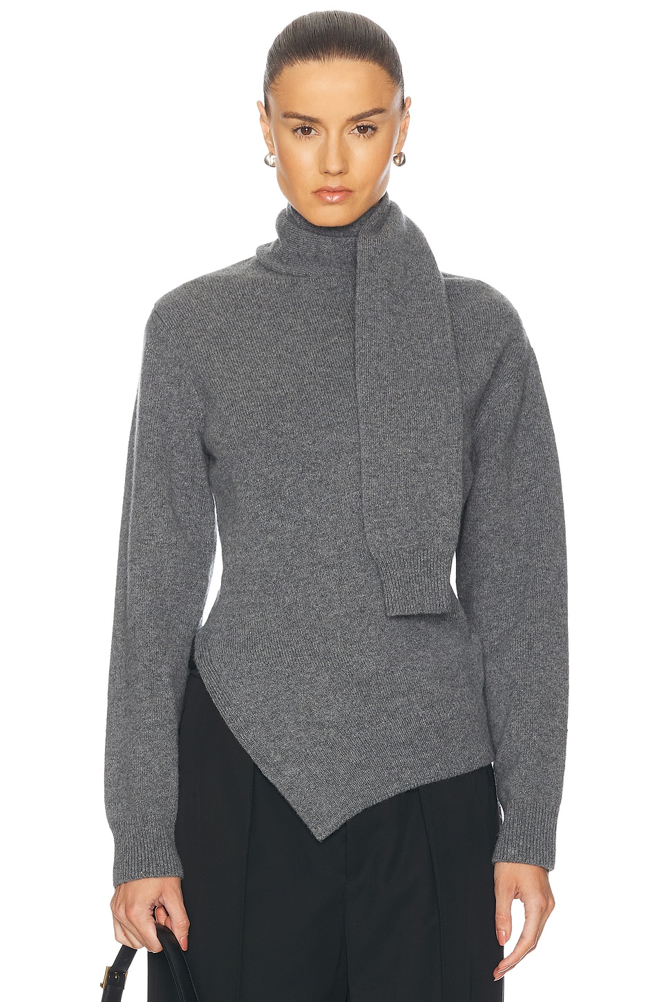 

Свитер с перекрученным шарфом Rohe, цвет Mid Grey Melange