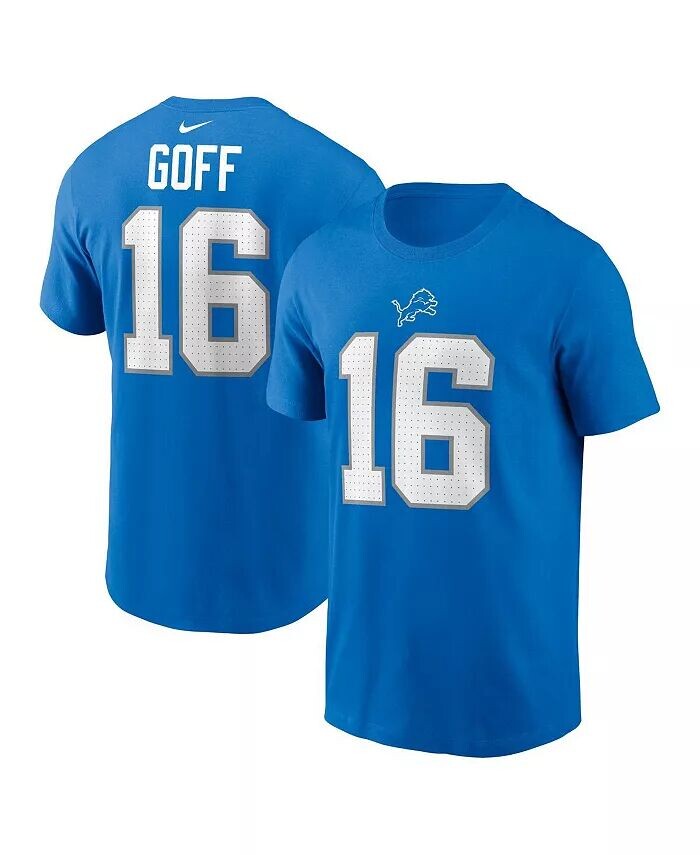 

Мужская футболка с именем и номером Jared Goff Blue Detroit Lions Nike