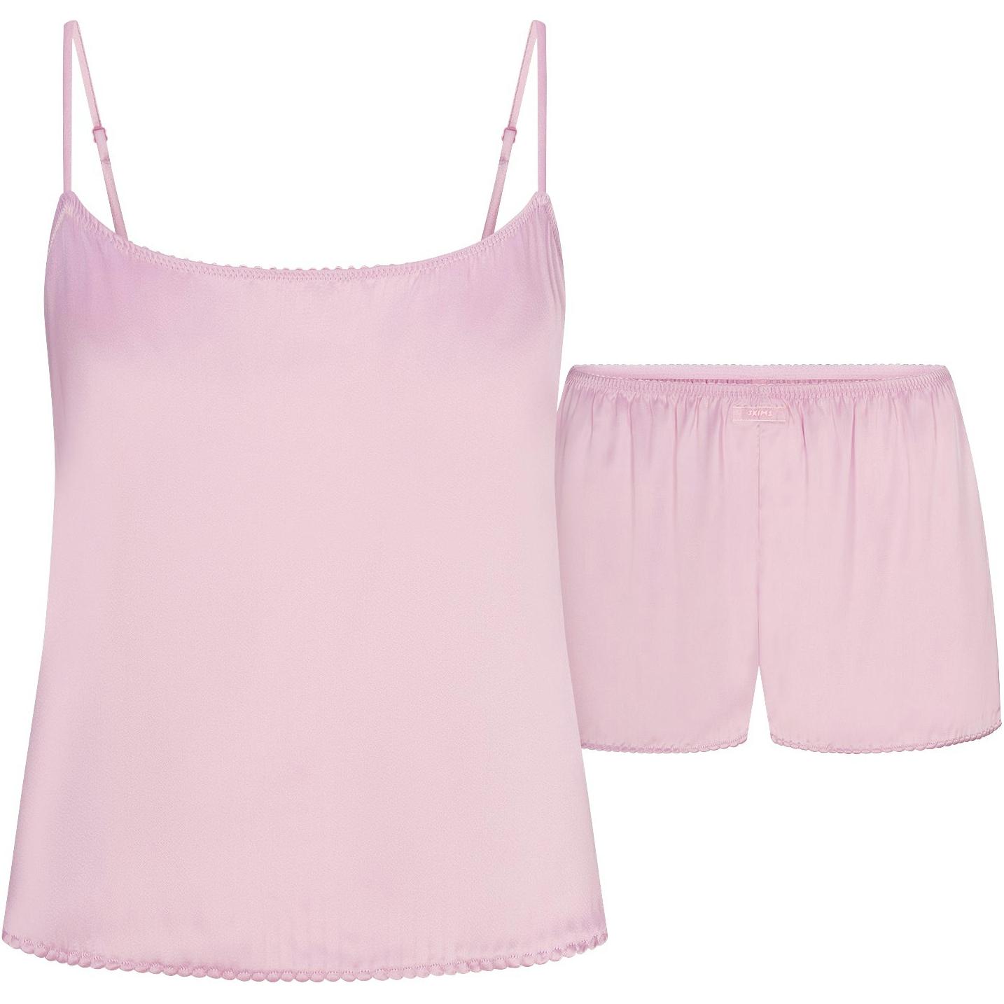 

Skims Комплект пижамы Valentine's Day Collection SS25 Woven Shine Cami и Short Sleep Set женский Pink Rose/Pink Rose