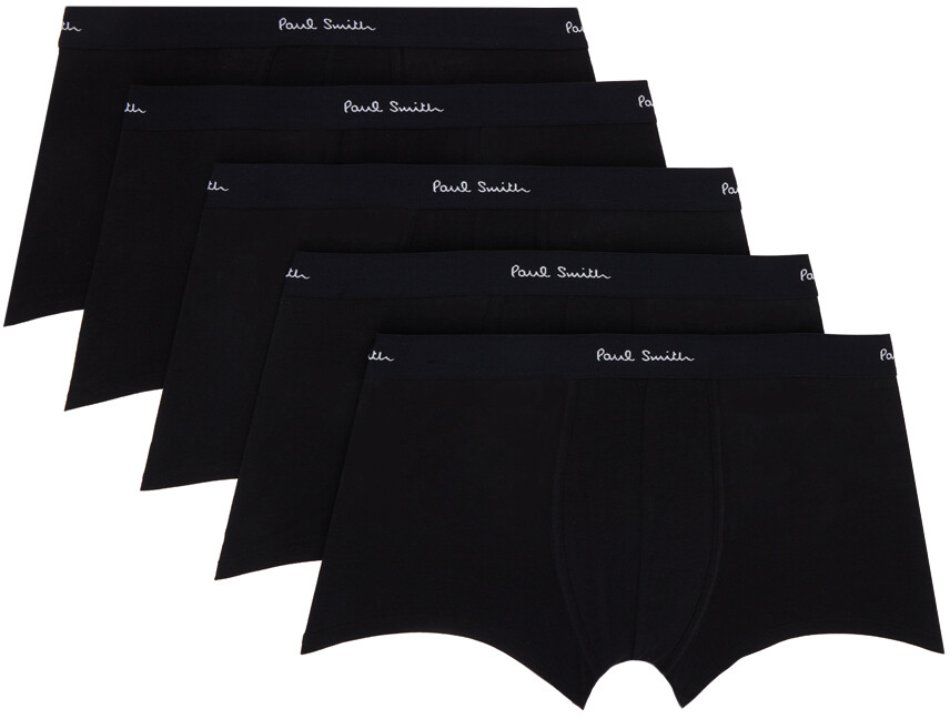 

Пять пар трусов-боксеров с черным логотипом Paul Smith