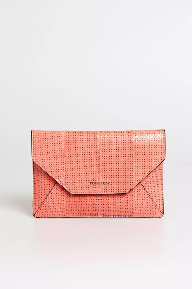 

Розовый кожаный женский клатч Trussardi
