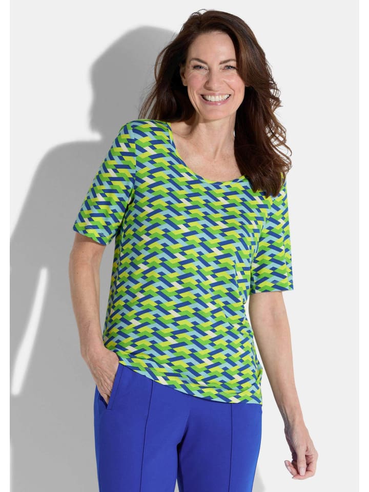 

GOLDNER Короткий размер: Футболка зеленого / синего / желтого цвета / с узором, Зеленый, GOLDNER Короткий размер: Футболка зеленого / синего / желтого цвета / с узором