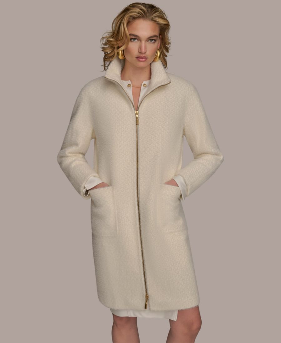 

Женское пальто на молнии с высоким воротником Donna Karan New York, Ivory