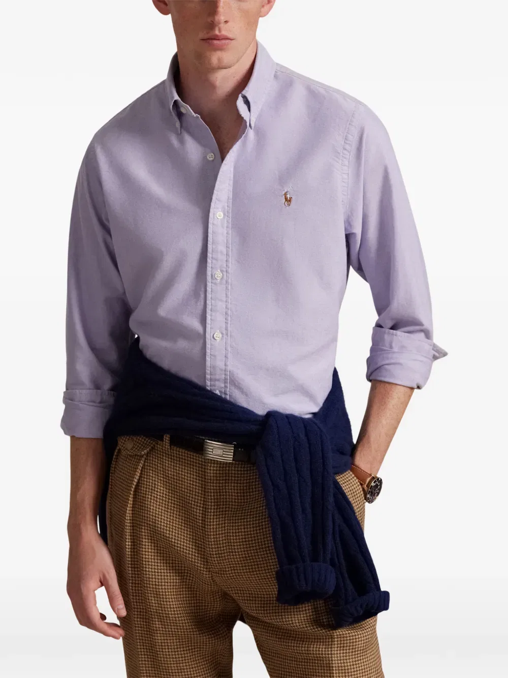 Рубашка с вышитым логотипом Polo Ralph Lauren, фиолетовый — фото 3
