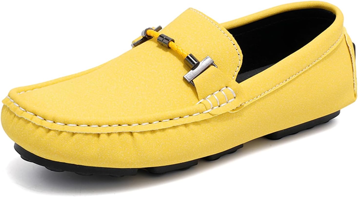 

Мужские лоферы Penny, повседневные слипоны с металлической пряжкой, комфортные замшевые туфли, лодочные туфли Dacnakby, желтый