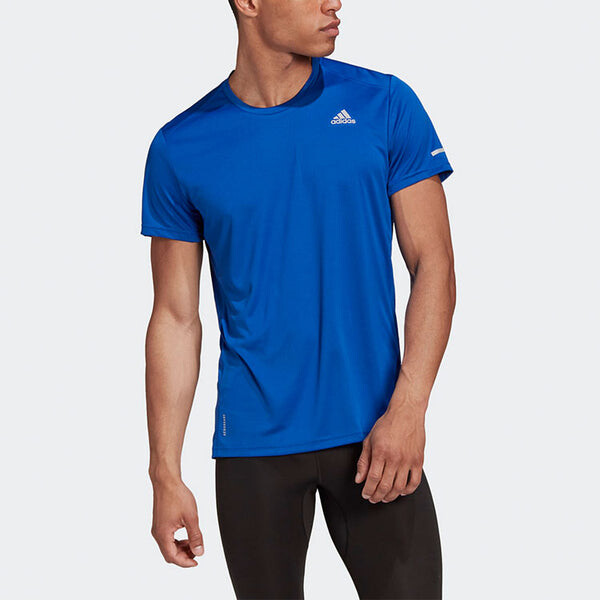 Футболка с логотипом печать бег спорт мужской Adidas, синий — фото 3