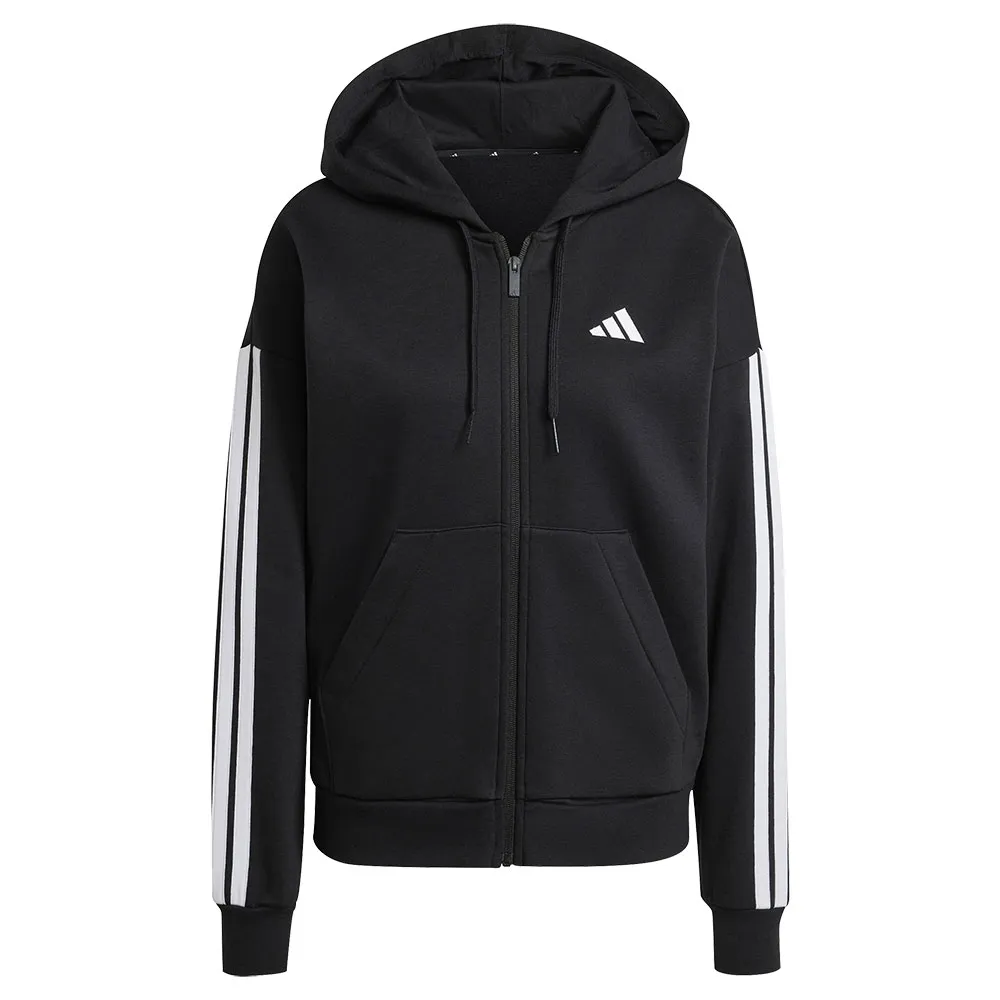 Толстовка adidas Essentials 3 Stripes Fleece full zip, черный — фото 3