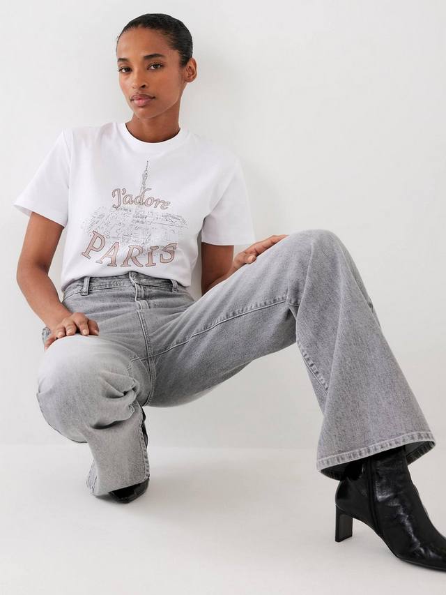 

Футболка J'Adore Paris с принтом Mint Velvet, White Ivory