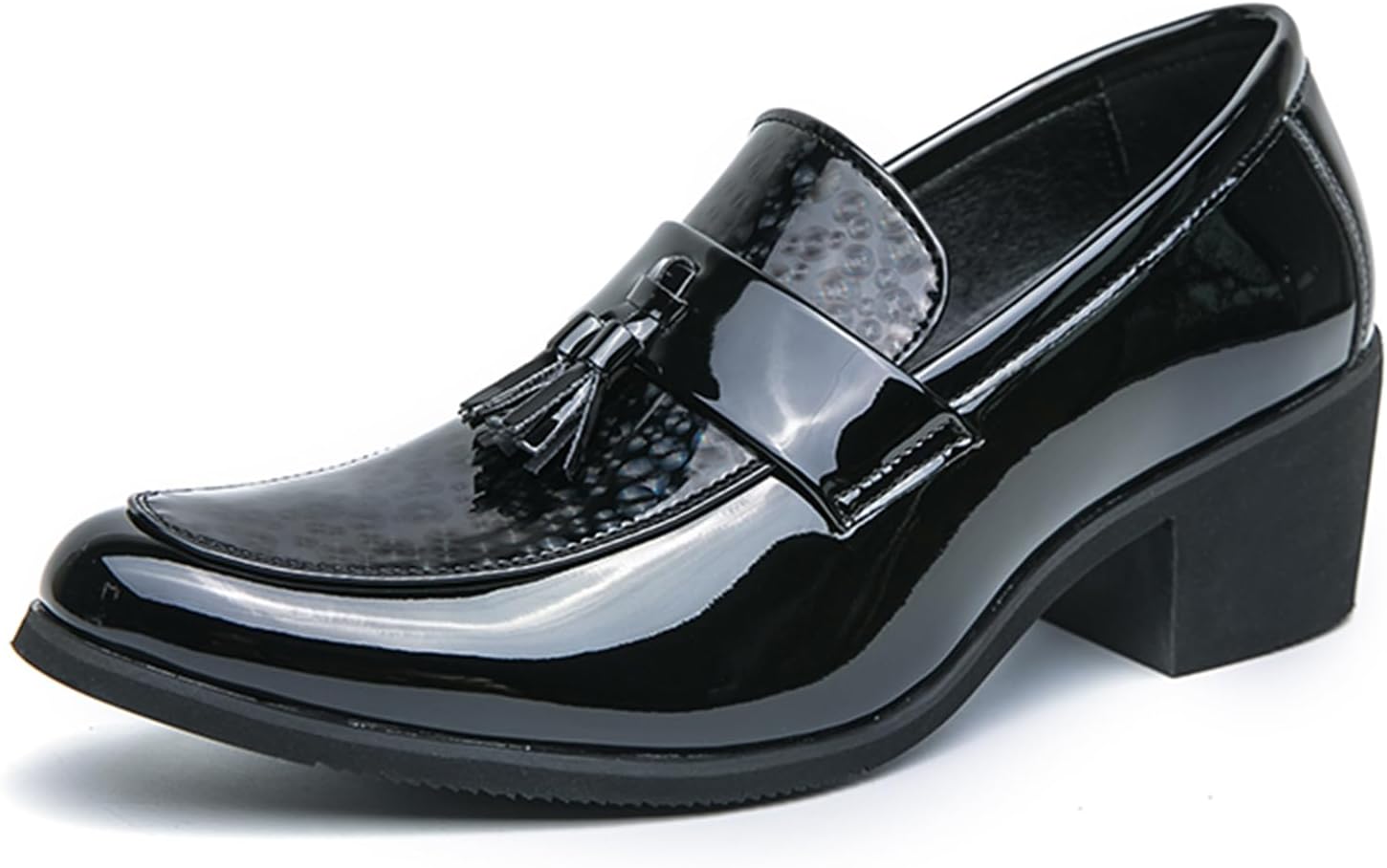 

Мужские классические лоферы Dacnakby из лакированной кожи, без застежки, с кисточкой, на устойчивом каблуке, удобные, для делового и повседневного ношения, черный