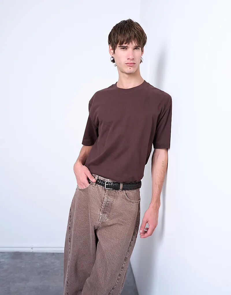 

Футболка Topman свободного кроя из замши коричневого цвета