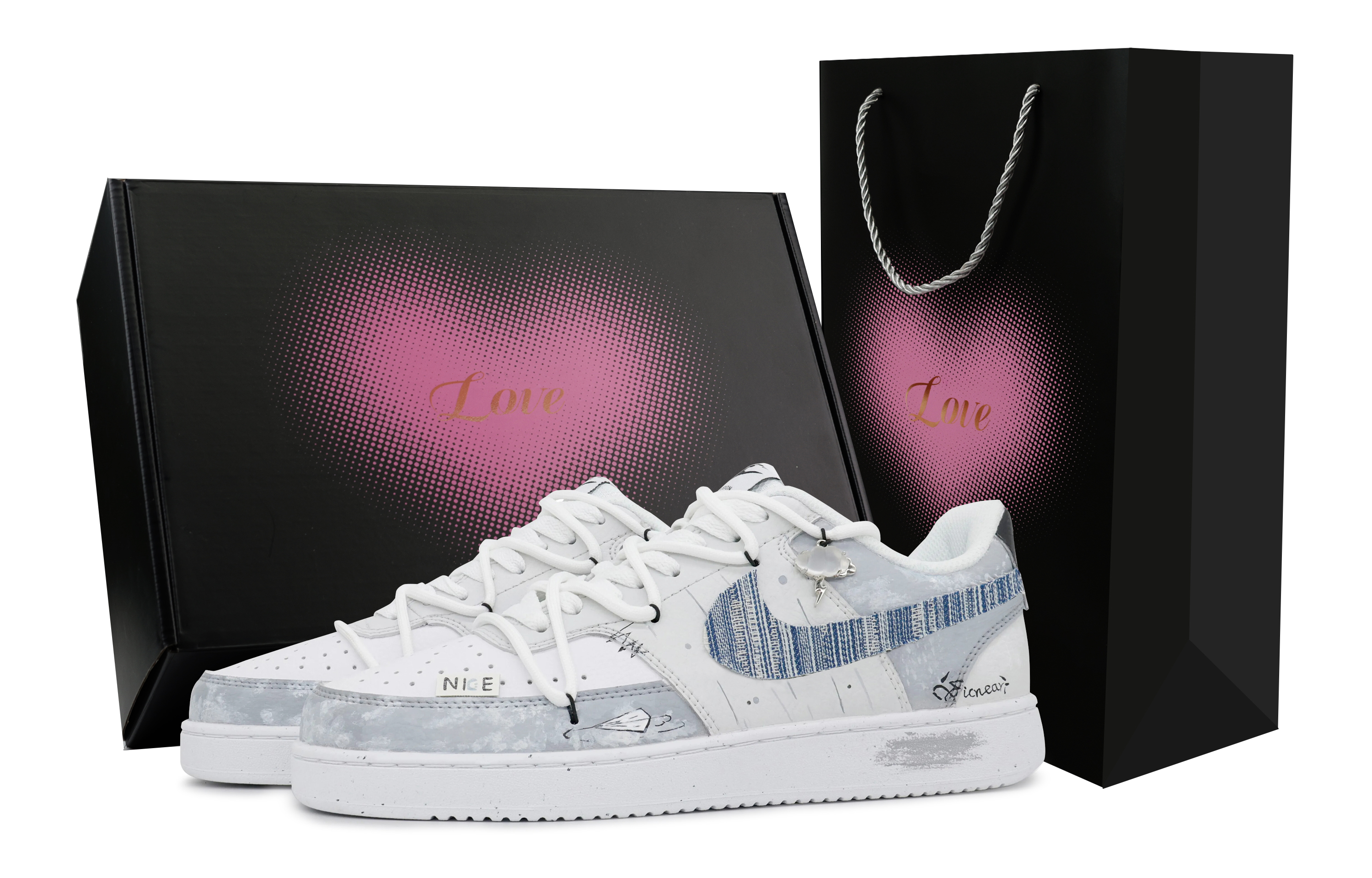 

Nike Кроссовки для скейтборда Court Vision 1 Rainy Youth & Heart Box Low Top, белые, мужские