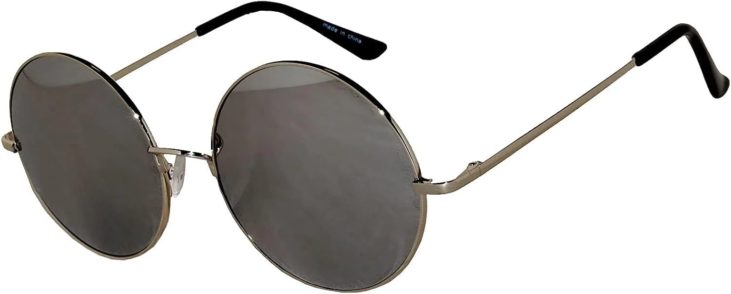 

Круглые солнцезащитные очки OWL с цветными линзами, металлической оправой, в стиле ретро-винтаж, круглые, с большими линзами 56 мм, Silver / Silver Mirror