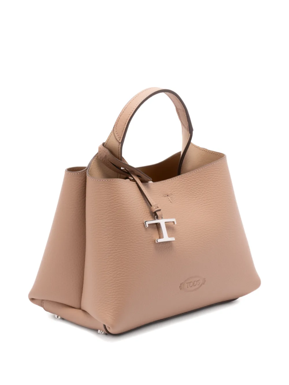 Кожаная сумка-тоут с подвеской-логотипом Tod'S, нейтральный — фото 3