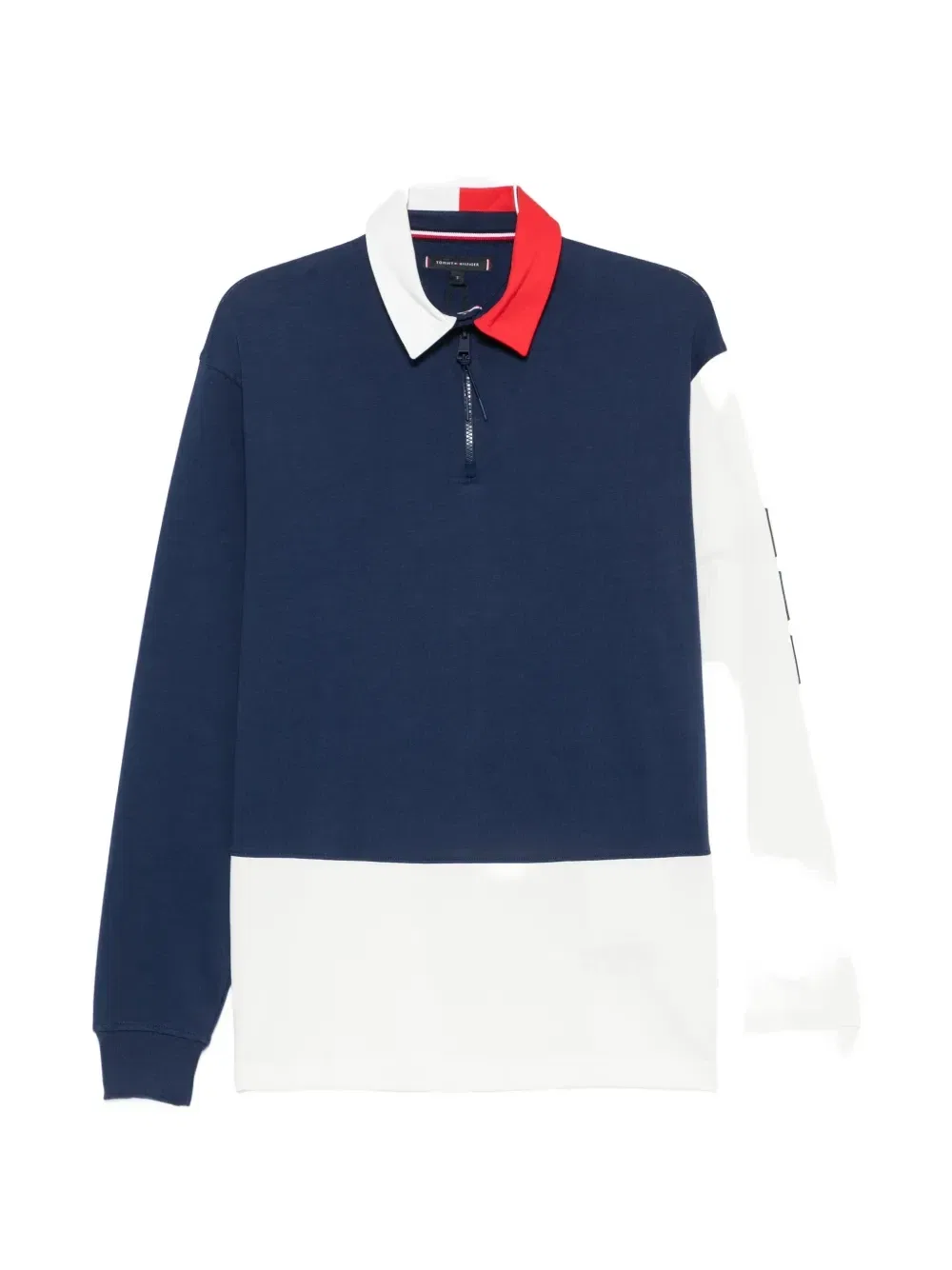 Поло с длинными рукавами и короткой застежкой-молнией Tommy Hilfiger, синий