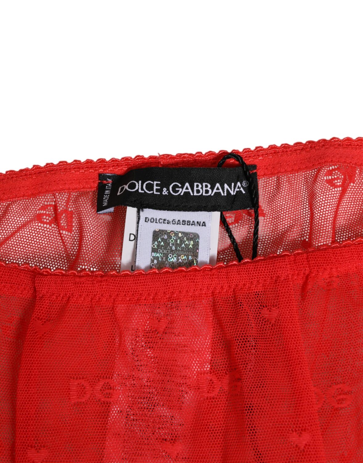 Красные нейлоновые леггинсы с логотипом и кружевом, нижнее белье Dolce & Gabbana, красный — фото 3