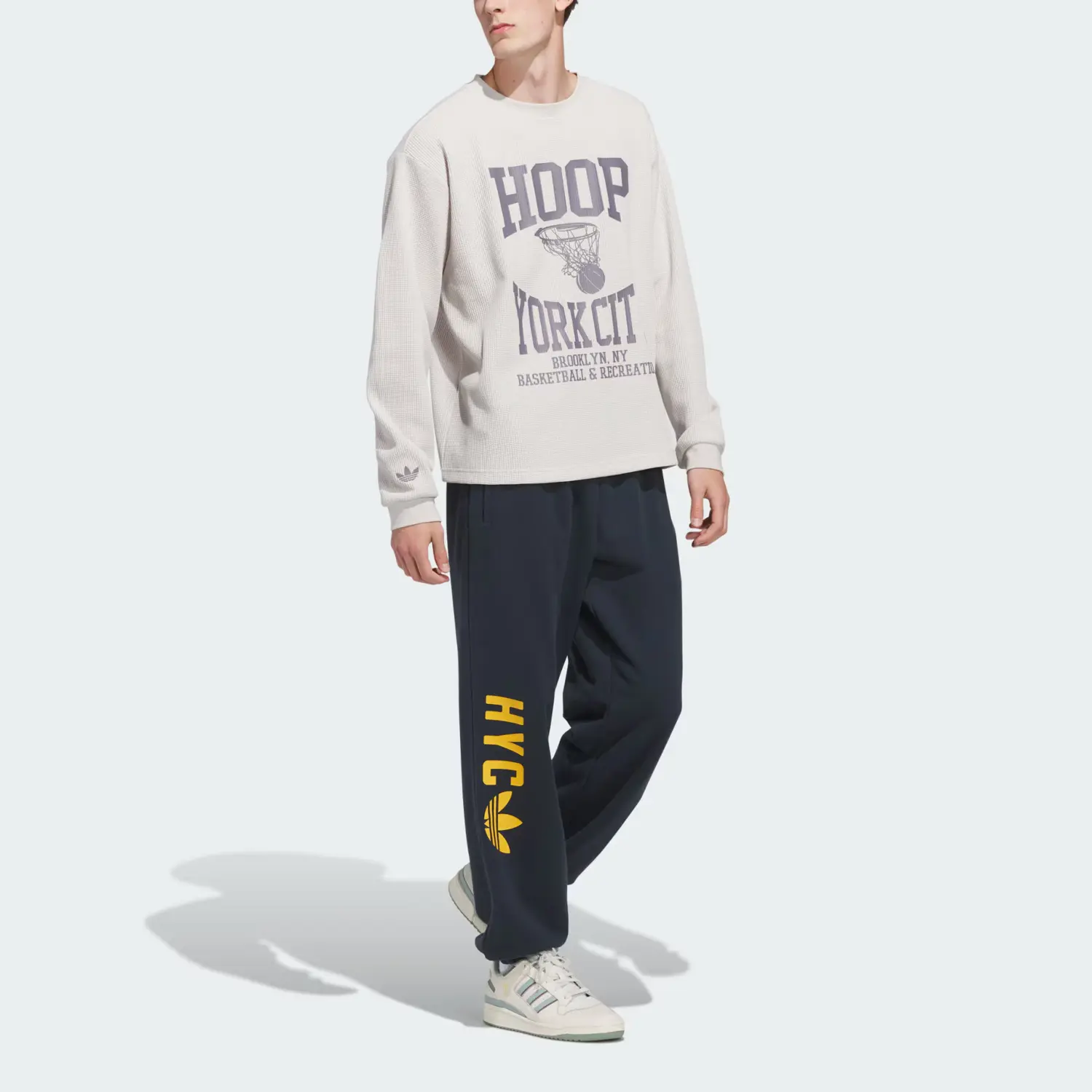 Футболка Hoop York City Waffle Top Unisex Adidas Originals, Mica Powder — фото 4