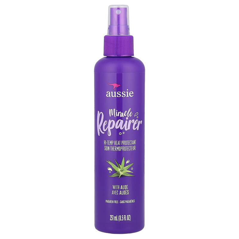 

Aussie, Miracle Repair, высокотемпературное термозащитное средство с алоэ, 251 мл (8,5 жидк. унц.)