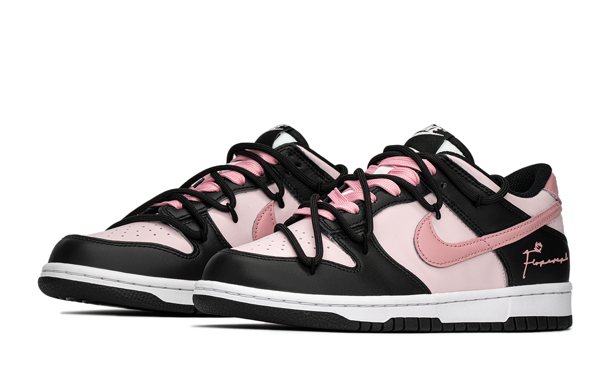 Nike Dunk Противоскользящие Износостойкие Низкие Детские Скейтбординговые Кроссовки Черные Розовые Подростковые — фото 3