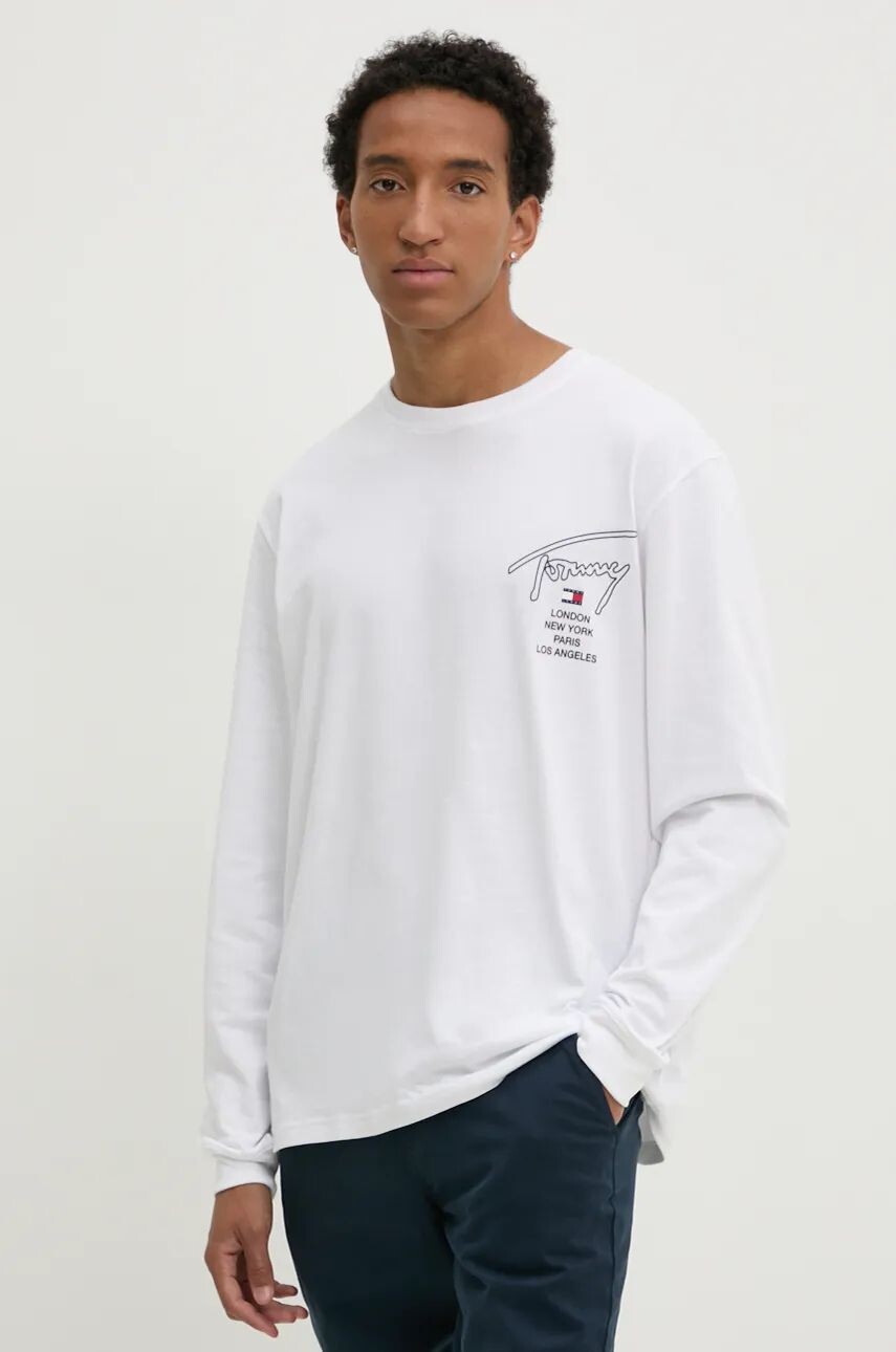 

Хлопковый топ Tommy Jeans с длинными рукавами, белый