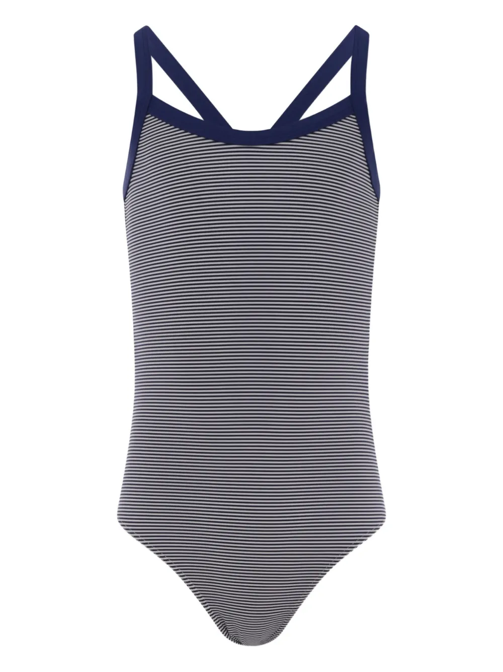 

Полосатый купальник с перекрещивающимися бретелями на спине Petit Bateau, синий