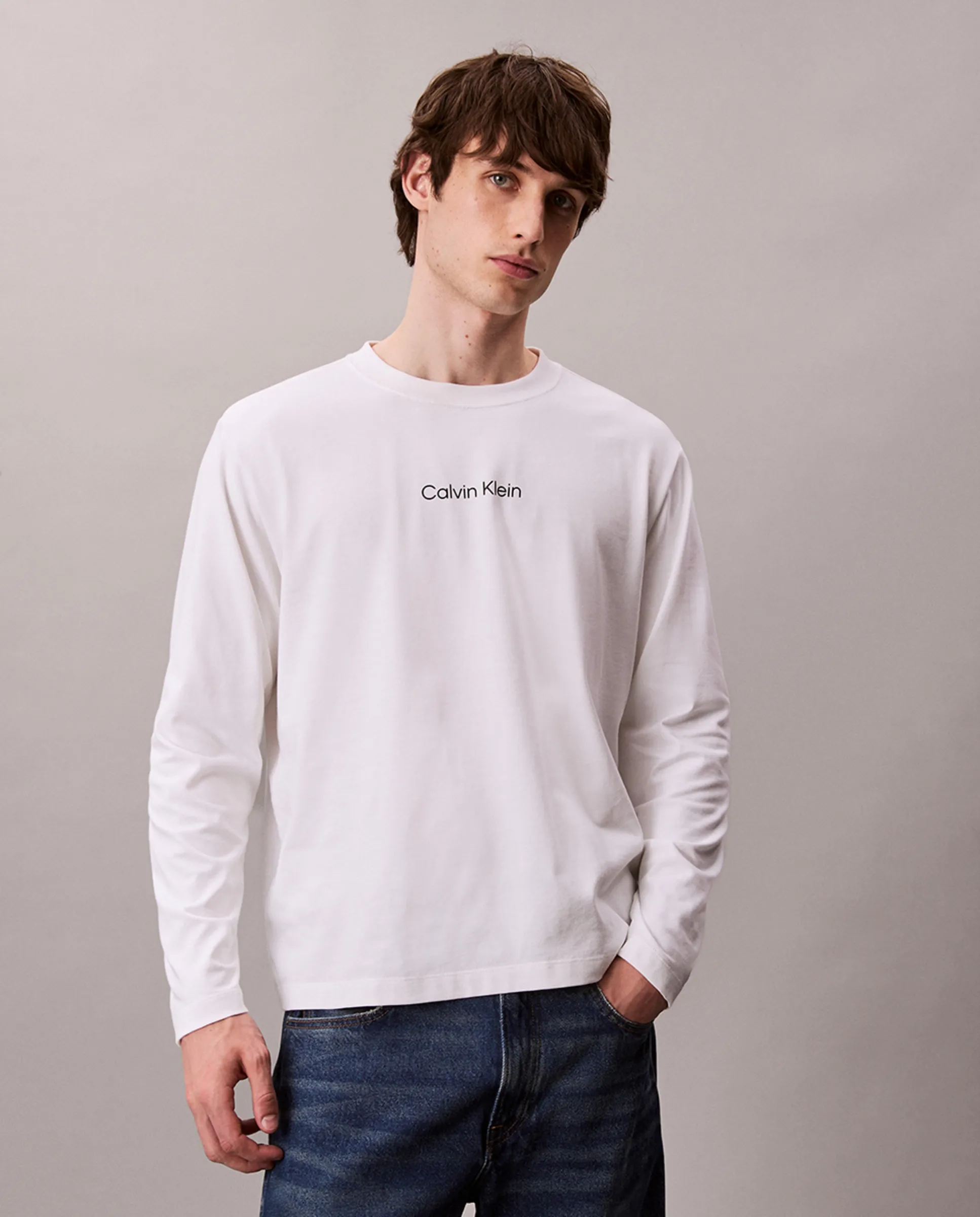 

Мужская футболка с длинным рукавом Calvin Klein, белый