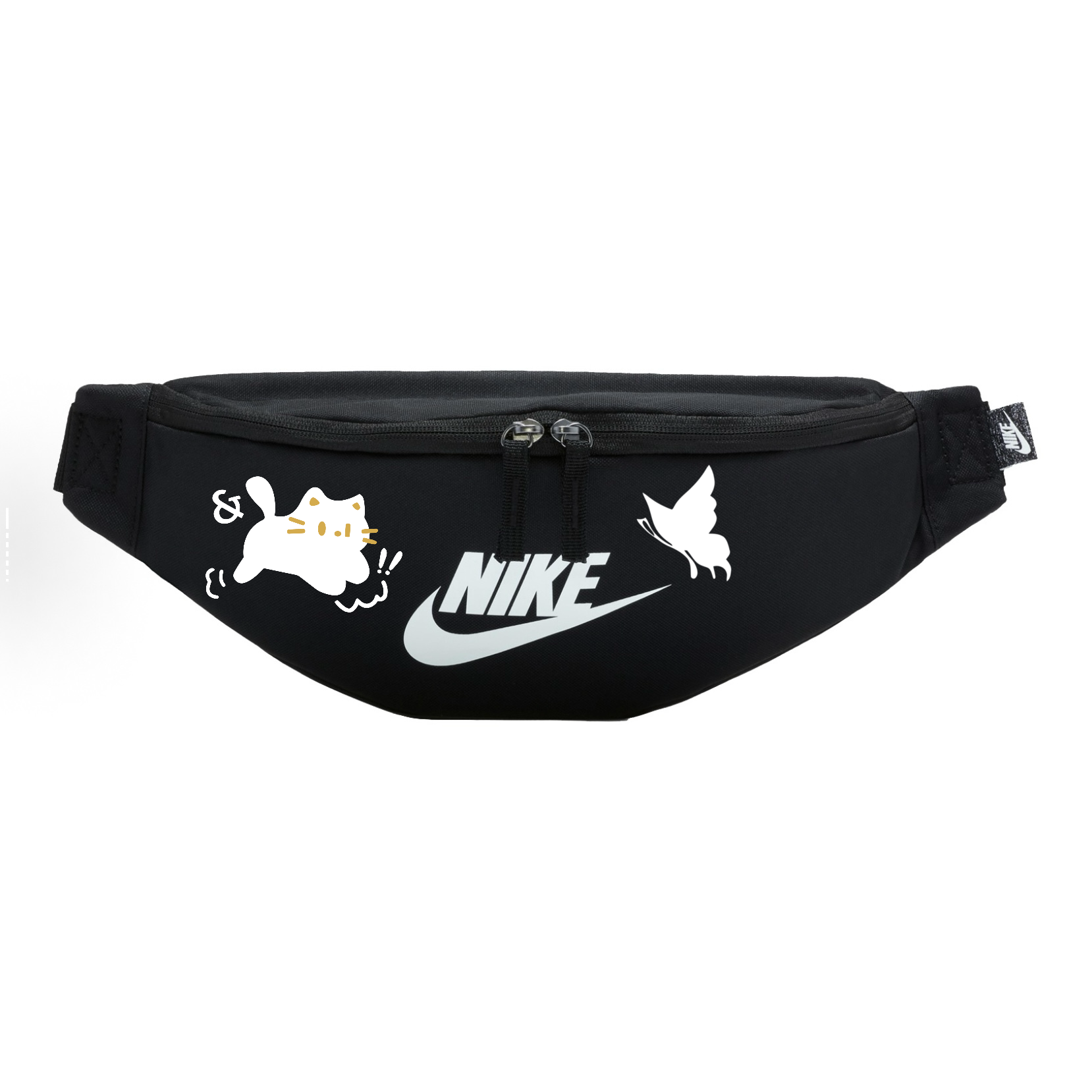 

Nike Полиэстеровая поясная сумка унисекс черная, Butterfly and Cat