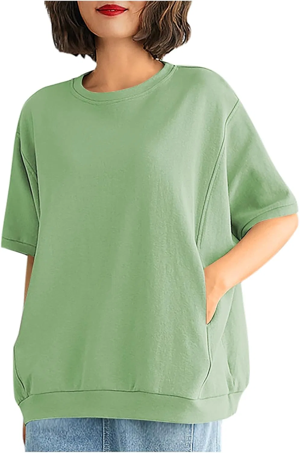 Футболка с карманами, короткий рукав, женская, Generic, A#01green
