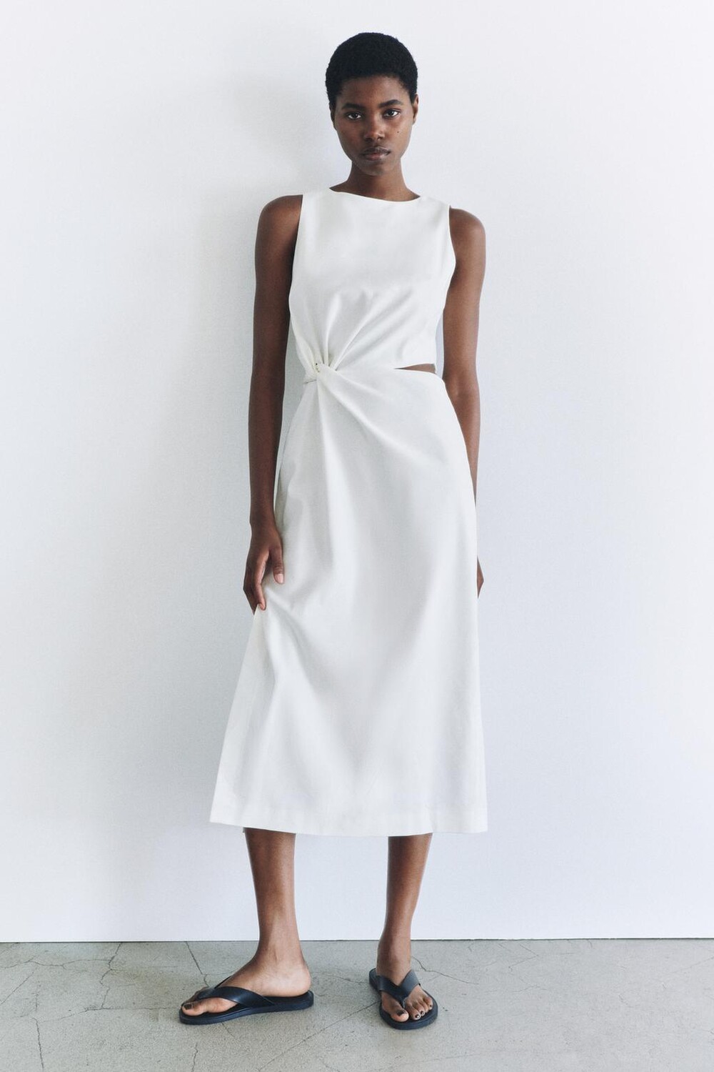 

Платье миди с вырезами ZARA, экрю