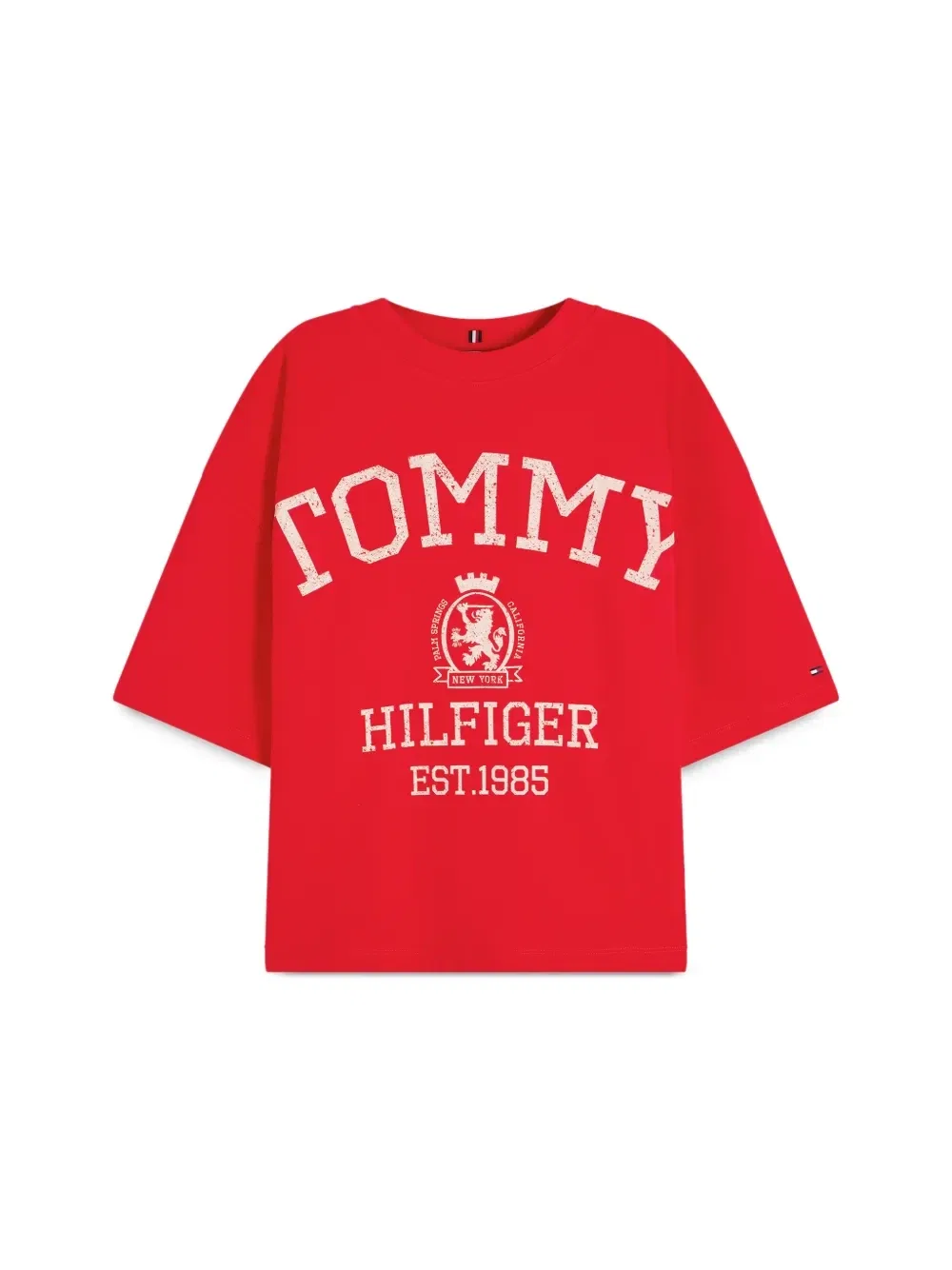 Футболка с логотипом-гербом и спущенным плечом Tommy Hilfiger, красный