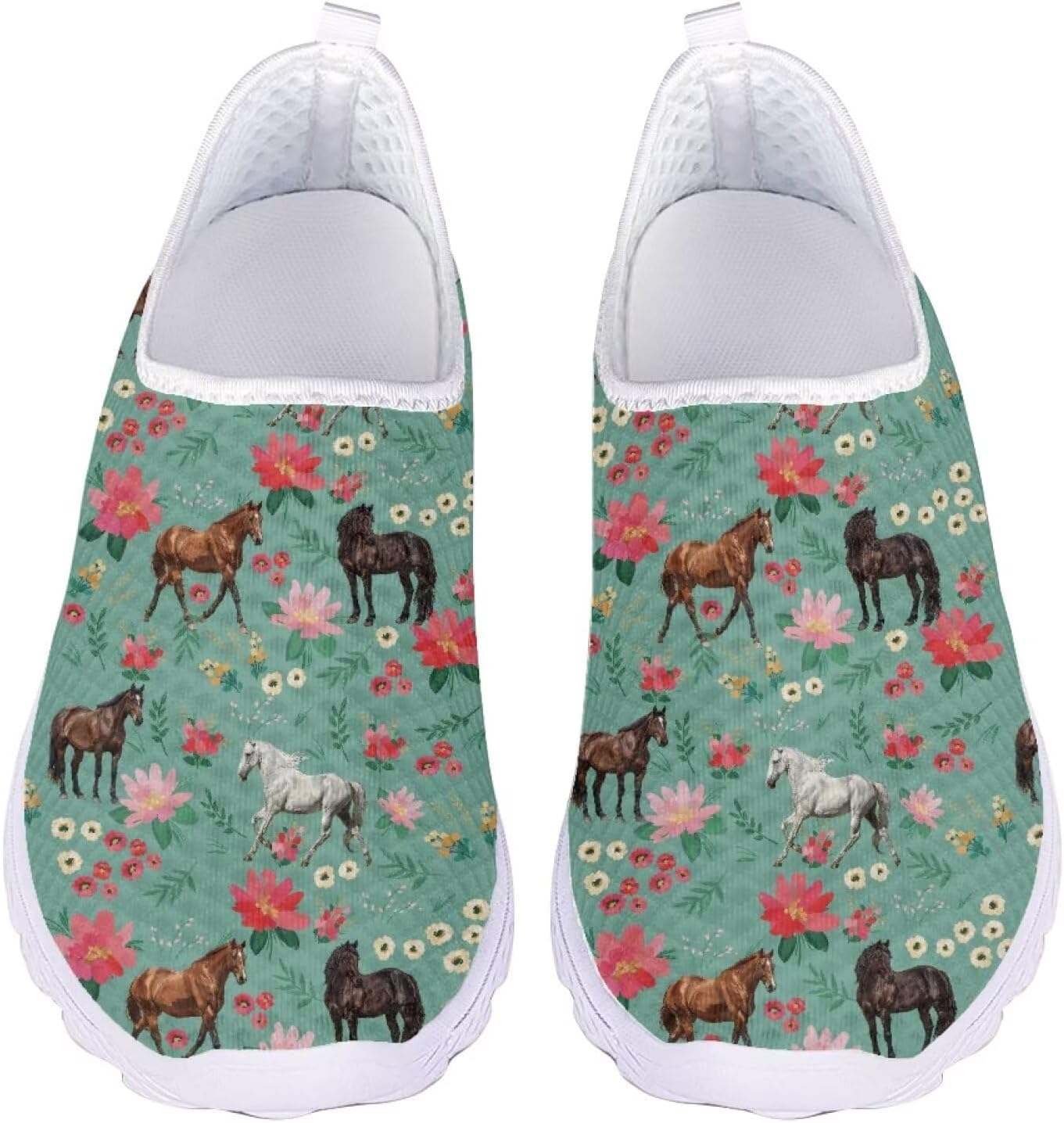 

Кроссовки Kuiaobaty Fashion легкие, дышащие, слипоны для ходьбы, спортивная повседневная обувь, лоферы для женщин и мужчин, Retro Floral Horse