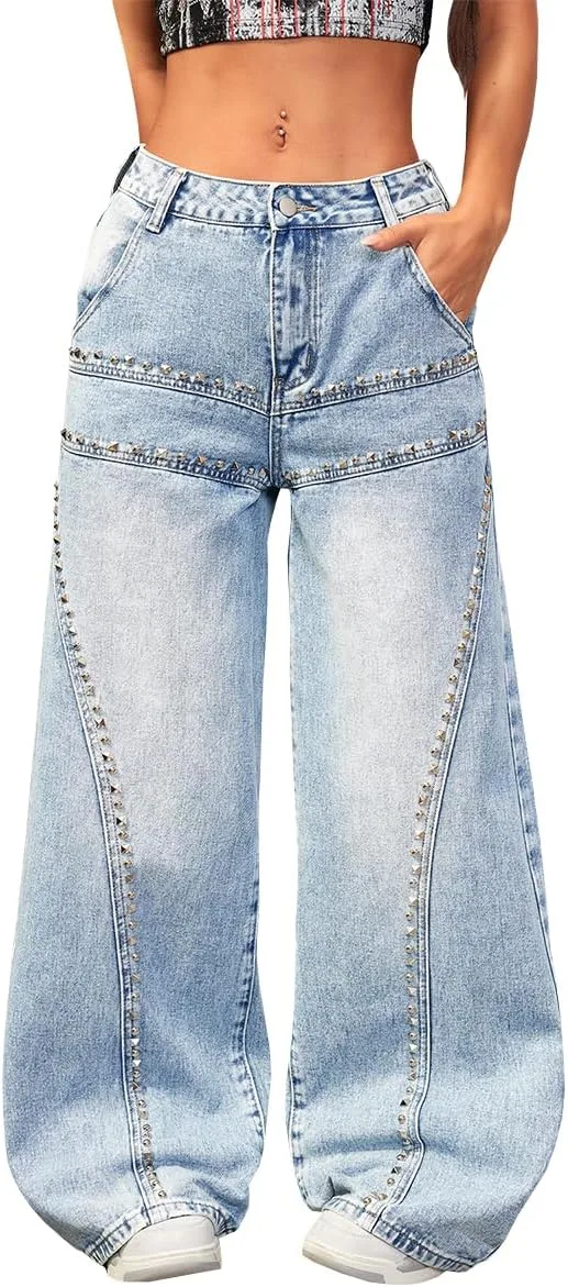 

Женские джинсы с высокой талией и широкими штанинами Vintage TACSTRUN