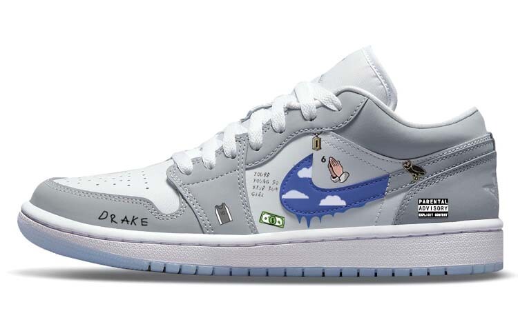 

Кроссовки Air JORDAN 1 Vintage Basketball Shoes Women's Low-Top Gray White, Серый, Кроссовки Air JORDAN 1 Vintage Basketball Shoes Women's Low-Top Gray White