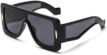 

Модные солнцезащитные очки в крупной оправе 2027 года, авангардные женские солнцезащитные очки в стиле панк, с защитой от УФ-излучения MTZJH, Black Black