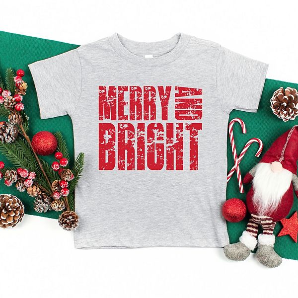 Футболка с принтом Merry and bright block distressed для малышей The Juniper Shop, White — фото 2