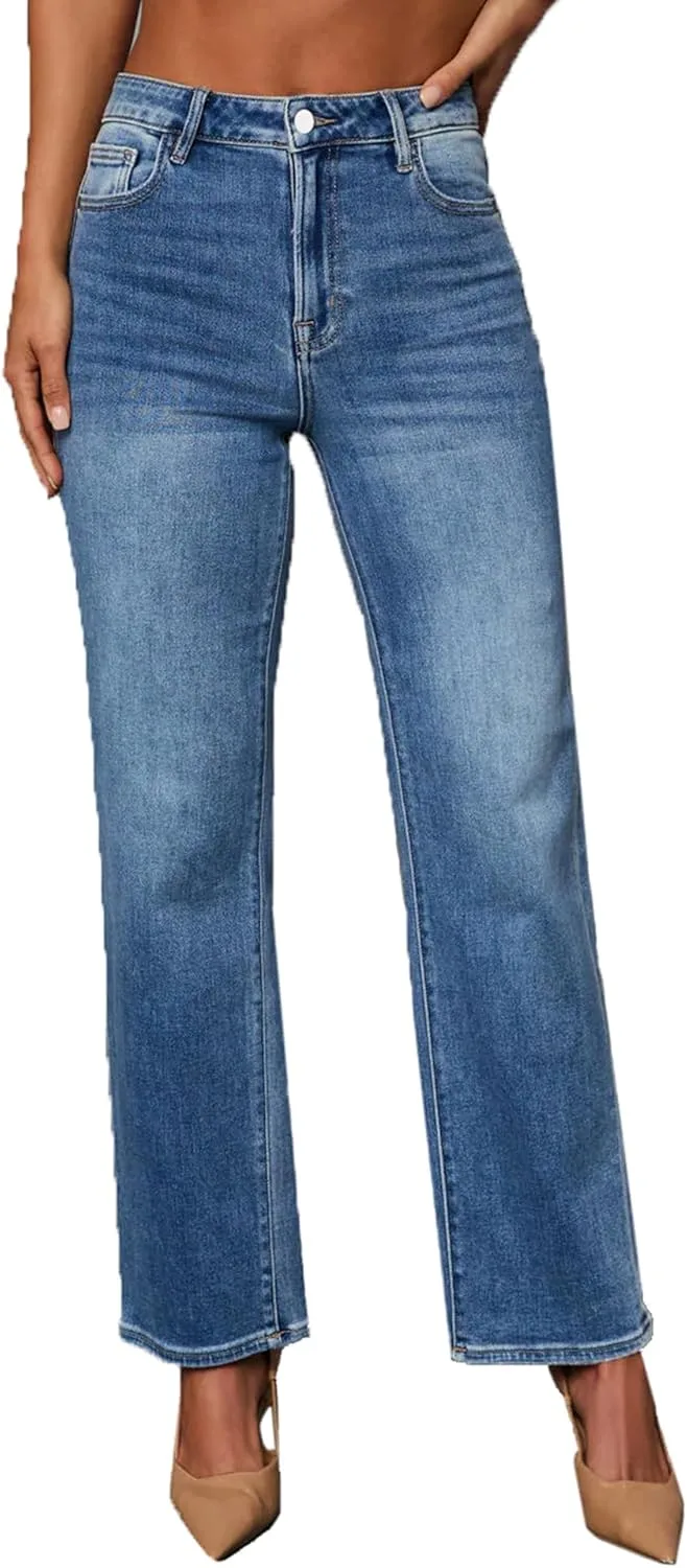 

Джинсы для женщин Washed Distressed Straight-Leg Mid Waist cffvdiz