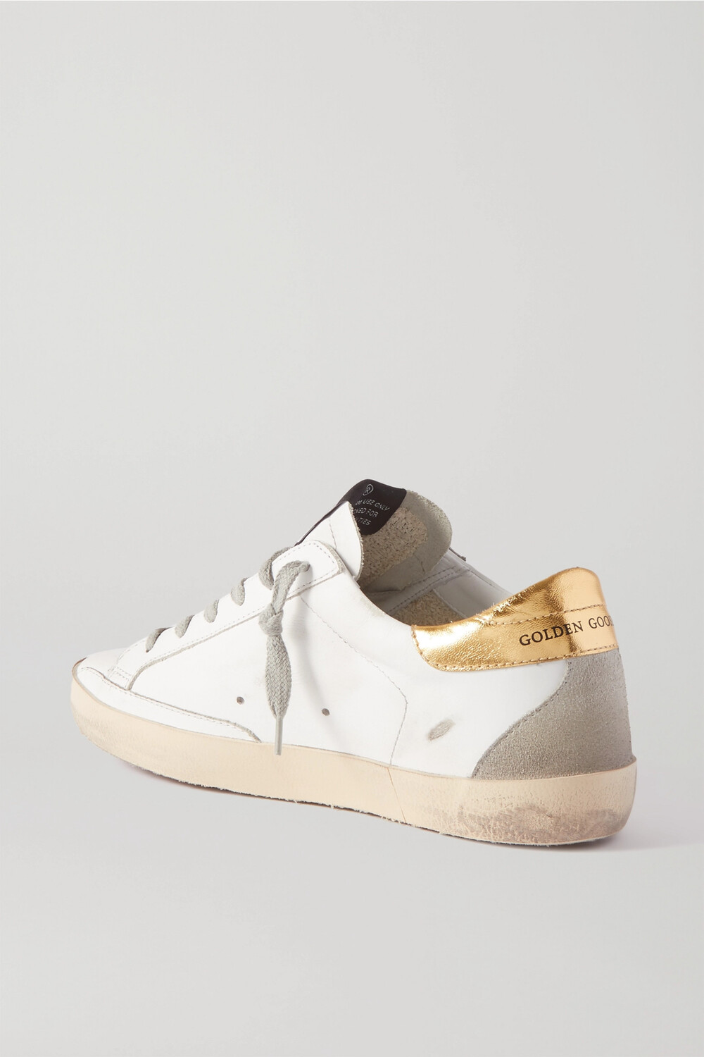 Кроссовки Golden Goose Superstar Distressed Leather and Suede, белый/золотой/серый — фото 2